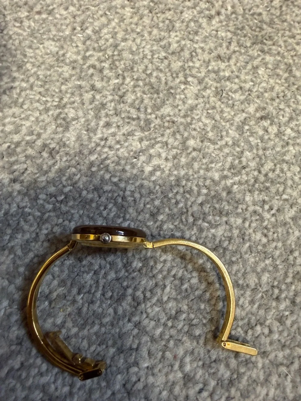 Gucci Gold Bangle Watch with Brown Bezel and Blue, Red, Green, Pink, Black Rings - Picture 3 of 5